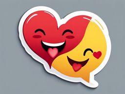 Emoji heart and speech bubble sticker- Expressive love, , sticker vector art, minimalist design