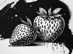 drawing of a strawberry with honey  minimal rough sketch scribbles,doodles,black and white