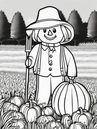 Thanksgiving Scarecrow Coloring Pages - Farm Guardian for Harvest Time  minimal black outline printable sheet, coloring page