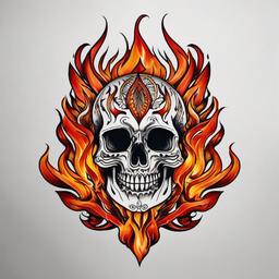 fire and ink tattoo  simple color tattoo,white background