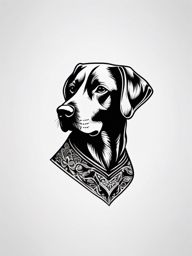 Dog tattoo: A loyal canine companion forever memorialized, celebrating the bond between human and dog.  color tattoo style, minimalist, white background