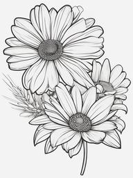 Daisy Tattoo Outlines-Exploration of the beauty of clean lines in daisy tattoo outlines, a subtle and sophisticated choice for floral body art.  simple vector color tattoo