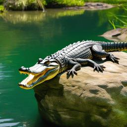 Alligator clipart - alligator sunbathing on a rock  