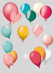 Wedding Balloons clipart - Colorful wedding balloons, ,vector color clipart,minimal