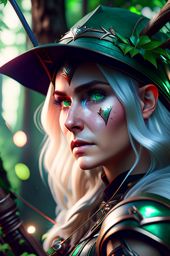 Magical elf archer defending the enchanted forest,4K, 8K, 64K, 3D Rendering, photorealistic, highly detailed, high resolution, hyper-detailed, UHD, professional photography, trending artstation, Unreal Engine v5, realistic rendering
