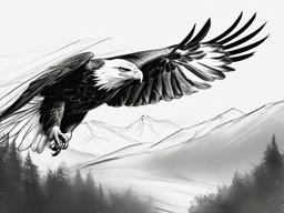 drawing of an eagle hunting  minimal rough sketch scribbles,doodles,black and white