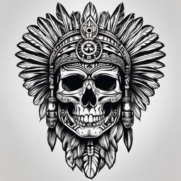 Aztec Warrior Skull Tattoo Designs  minimal,color tattoo,white background