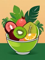 Kiwi Salad Bowl Clipart - Bowl filled with kiwi fruit salad.  color vector clipart, minimal style