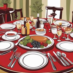 table clipart: organized table set for a delightful meal. 