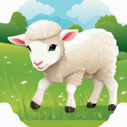 Lamb clipart - adorable lamb grazing in a green pasture  