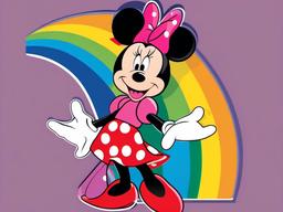 Minnie Mouse clipart - Minnie Mouse with a rainbow  vector clipart