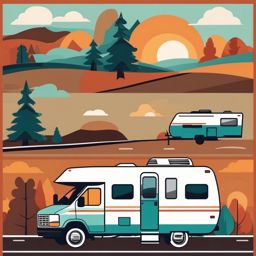 RV Clipart - A recreational vehicle for road trips.  color vector clipart, minimal style