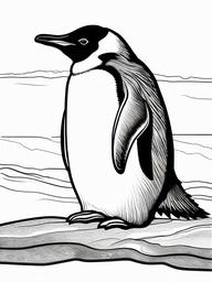 Penguin Coloring Pages - Penguin taking a nap on a sunny rock  simple coloring pages