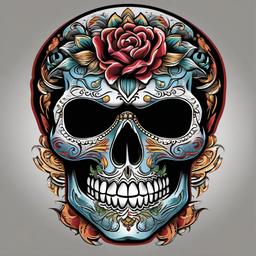 chicano skull art  simple vector color tattoo