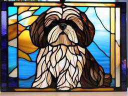 Stained Glass Shih Tzu - Shih Tzu with silky fur  