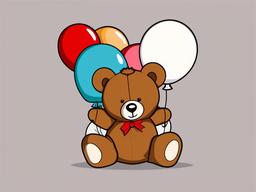 Teddy Bear clipart - teddy bear holding a bunch of balloons  color,minimalist,vector clipart