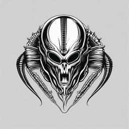 Alien Tattoo Xenomorph - Channel sci-fi vibes with an iconic Xenomorph alien tattoo.  simple color tattoo,vector style,white background