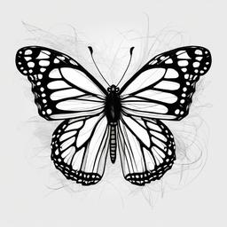 drawing of a monarch butterfly  minimal rough scribbles,doodles,black and white