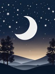 moon clipart in a starry night sky - casting a serene and magical glow. 