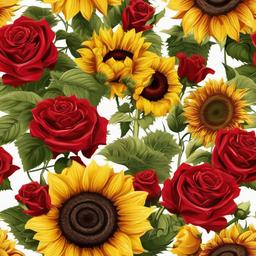 Sunflower Background Wallpaper - sunflowers and red roses wallpaper  