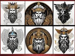 Tattoos of Zeus-Intricate and detailed tattoos featuring Zeus, the king of the gods in Greek mythology.  simple color vector tattoo