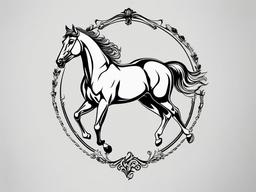 Equestrian Tattoo - Showcase your love for all things equestrian with an equestrian tattoo, featuring elements that celebrate the beauty, grace, and athleticism of horses.  simple tattoo,minimalist,white background