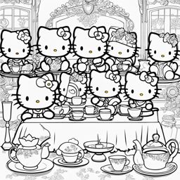 hello kitty coloring pages - hello kitty hosts a magical tea party with friends. 