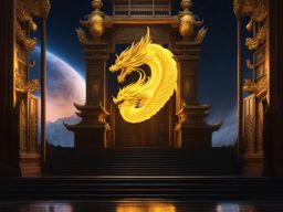 celestial dragon guarding the gates of a celestial palace, its luminous form radiating divine power. 