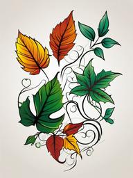 leaves and vines tattoo  simple vector color tattoo