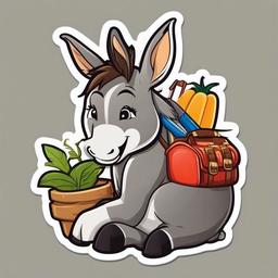 Donkey cartoon - hardworking animal with long ears  cartoon sticker style