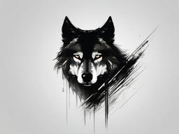 drawing of a wolf in temple  minimal rough sketch scribbles,doodles,black and white