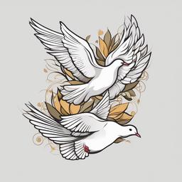 3 Doves Tattoo-Creative and symbolic tattoo featuring three doves, capturing themes of peace, love, and freedom.  simple color tattoo,white background