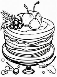 Cake Coloring Pages - Pineapple upside-down cake with cherries  simple coloring pages