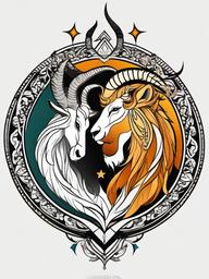 capricorn leo tattoo  simple vector color tattoo