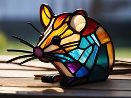 Stained Glass Rat - Pet rat with twitching nose  