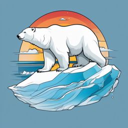 Polar Bear Tattoo - Majestic polar bear on a drifting iceberg  few color tattoo design, simple line art, design clean white background