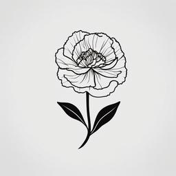 Carnation Minimalist Tattoo,Simplicity and symbolism in a minimalist carnation tattoo, making a statement with clean lines and subtle elegance.  simple color tattoo,minimal vector art,white background