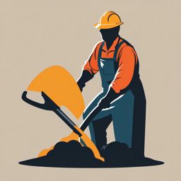 Worker with Shovel clipart - A worker digging with a shovel., ,vector color clipart,minimal