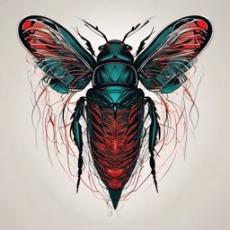 Abstract cicada heartbeat tattoo: Rhythmic pulse echoing the life within the creature.  simple color tattoo style