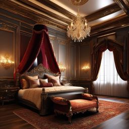 Majestic Renaissance Elegance - Add the grandeur and elegance of the Renaissance era to your bedroom. , bedroom interior decor design ideas, multicoloured, photo realistic, hyper detail, high resolution,