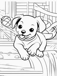 Puppy with a Ball Coloring Pages - Playful Puppy Chasing a Ball  minimal black outline printable sheet, coloring page