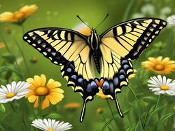 Swallowtail Butterfly Cartoon - Cartoon of butterfly in meadow  