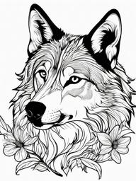 Wolf with Butterfly Coloring Pages - Wolf Curiously Watching a Butterfly  minimal black outline printable sheet, coloring page