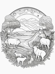 Earth Coloring Pages - Earth with animals from various regions  simple coloring pages