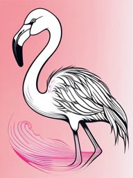 Flamingo Tattoo - Flamingo with its elegant pink plumage  few color tattoo design, simple line art, design clean white background