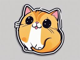 Cat Sticker - Cute cat character, ,vector color sticker art,minimal