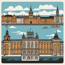 Stockholm clipart - Stockholm Palace and city islands,  color vector clipart