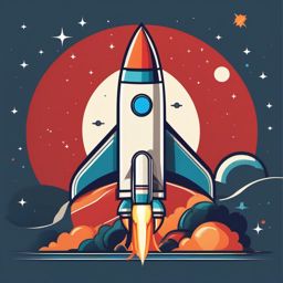 Rocketship Clipart - A rocketship ready for launch.  color clipart, minimalist, vector art, 