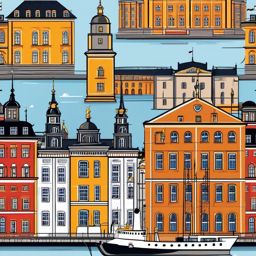 Stockholm clipart - Stockholm Palace and city islands, ,color clipart vector style