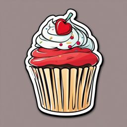 Cupcake Sticker - Yummy cupcake illustration, ,vector color sticker art,minimal